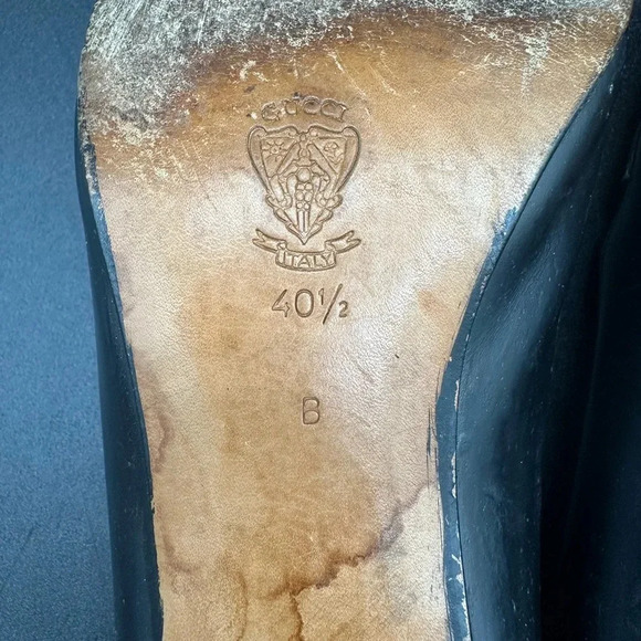 Vintage Gucci Leather Black Heels Loafers 40.5 - Picture 12 of 13